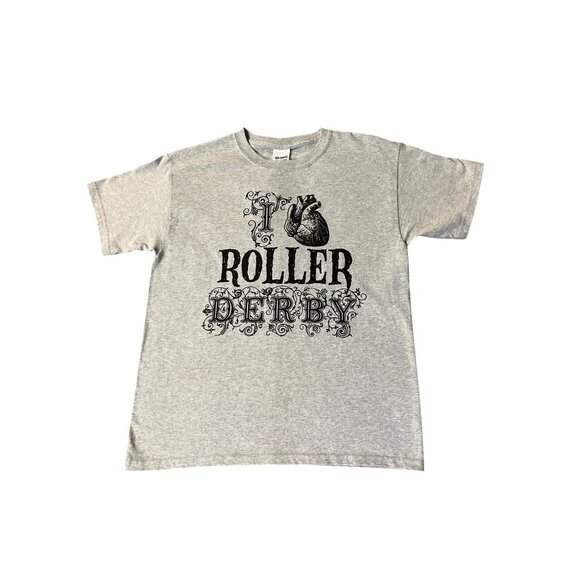 I Heart Roller Derby T-Shirt Youth L New Graphic Tee Custom Ink Tag Attached - Picture 6 of 14